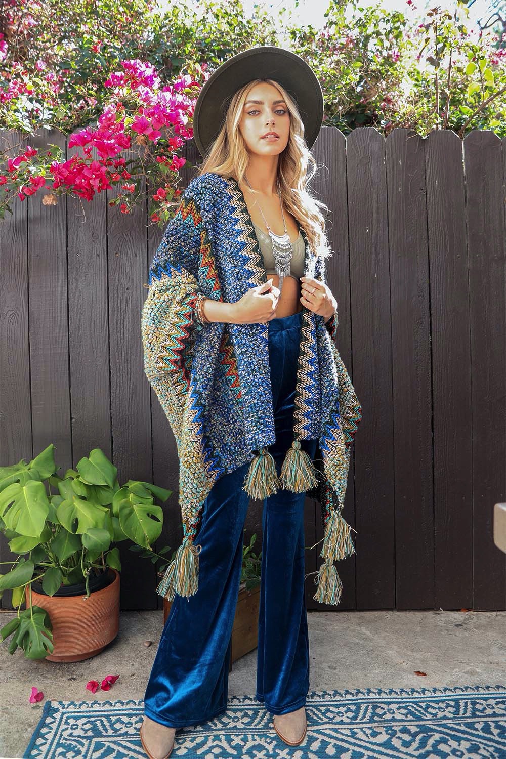 Colorful Cobalt Crochet Ruana