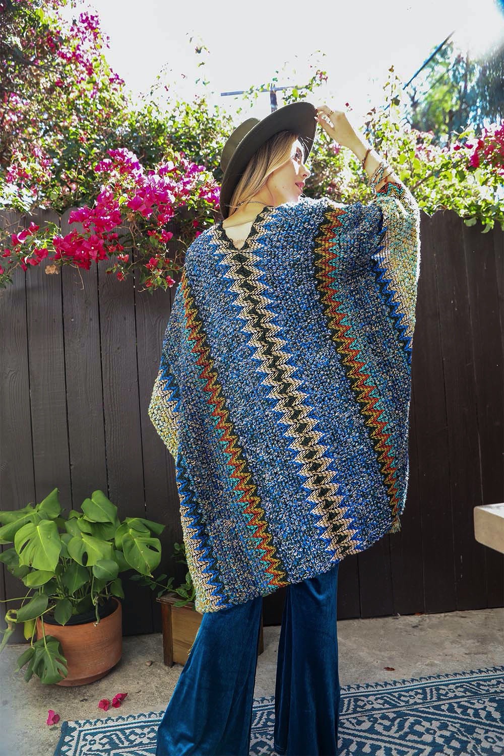 Colorful Cobalt Crochet Ruana
